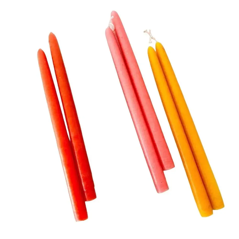 NEW ANTHROPOLOGIE Multi Red 11” Classic Paraffin Wax Taper Candle Sticks S/3